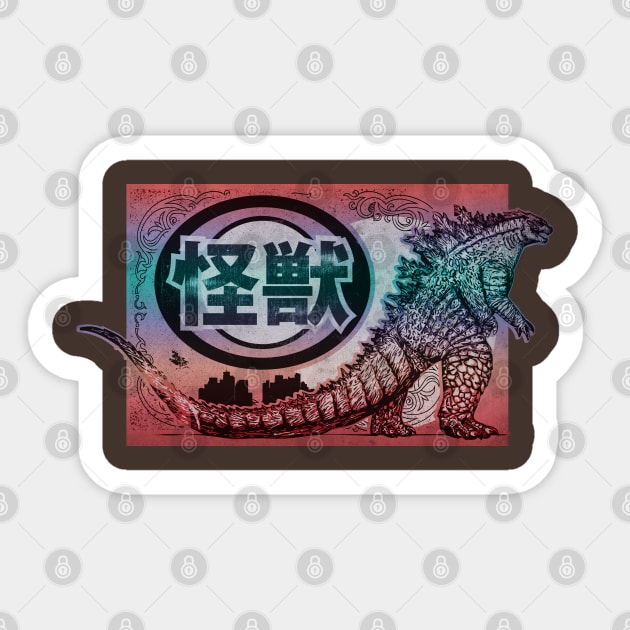 Kaiju Vintage Flyer Sticker by CTShirts